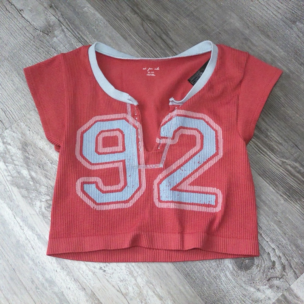 Urban Outfitters Red Short Sleeve Tee with Number Print